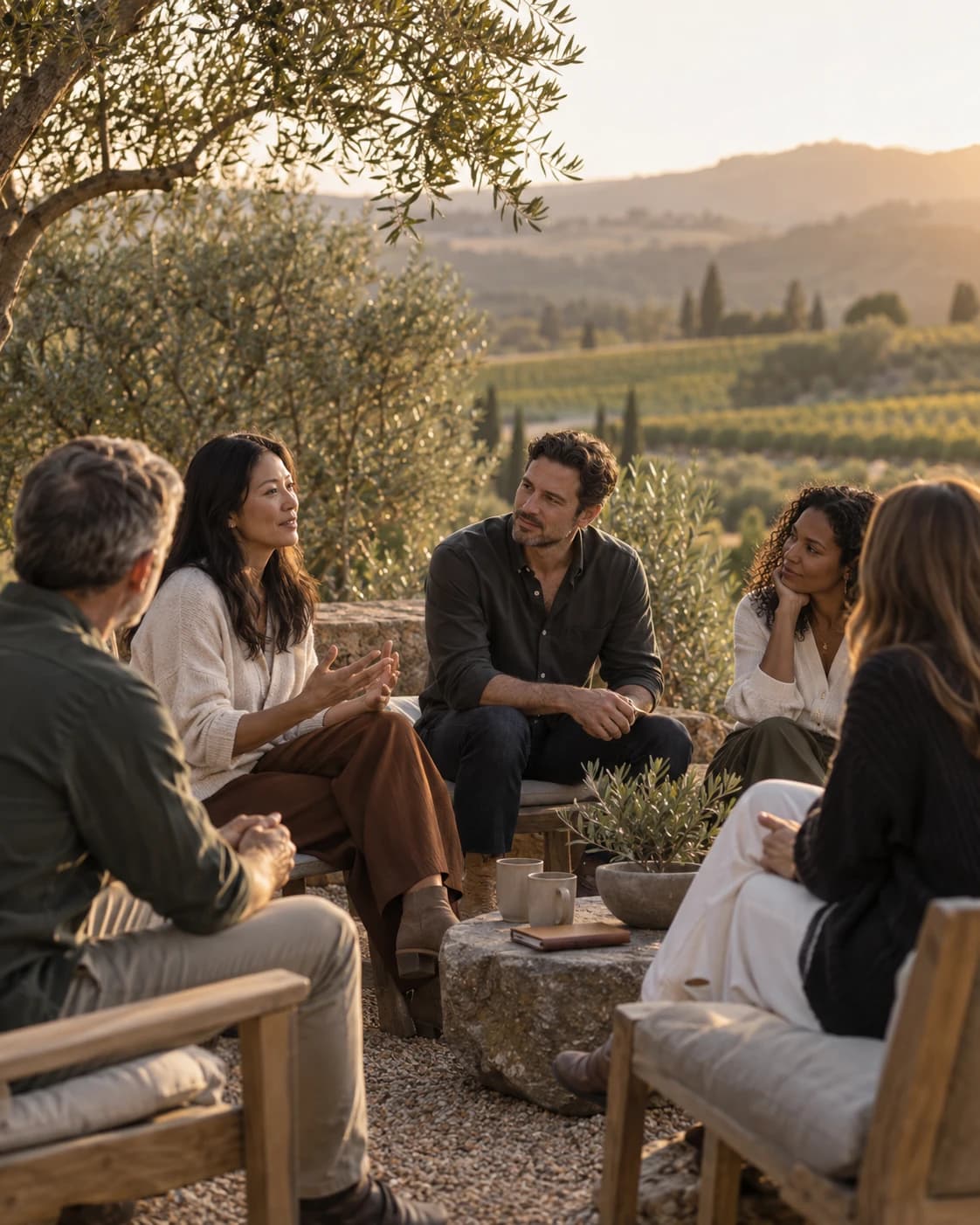 Colleagues gathered for a team experience in California wine country